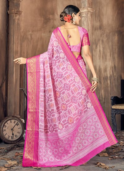 
                            Cotton Silk Woven Traditional Saree in Pink