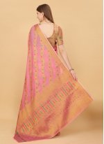 Cotton Silk Zari Traditional Saree in Pink