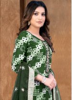 Cotton Straight Salwar Kameez in Green