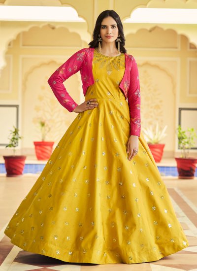 Cotton Yellow Trendy Gown