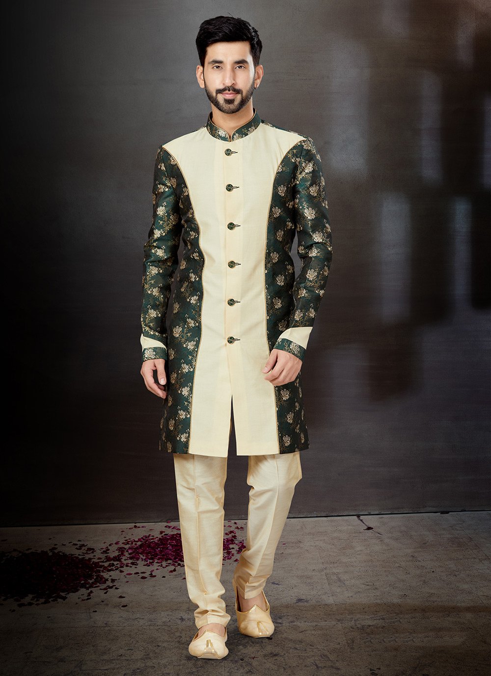 Pink Imported Sherwani with Embroidered Jacket - PMNDE2020 from...