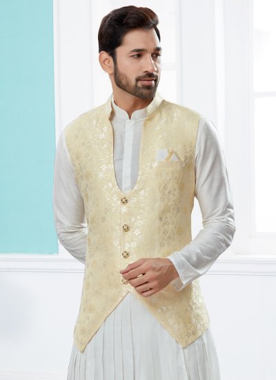 
                            Cream and Off White Ceremonial Indo Western