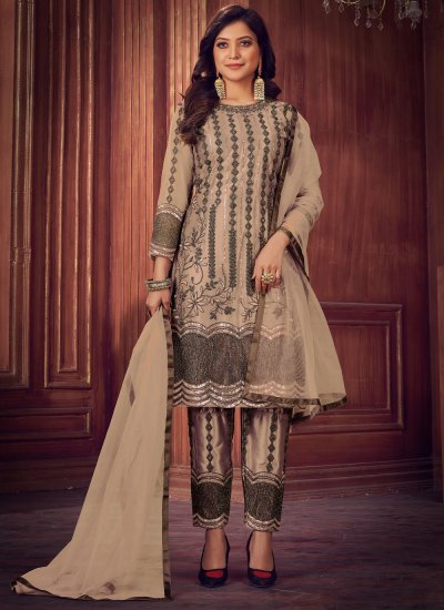 Cream Ceremonial Net Designer Salwar Suit