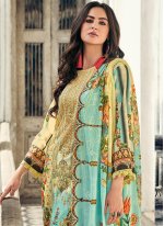 Cream Digital Print Cotton Pakistani Salwar Suit