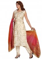 Cream Embroidered Festival Readymade Suit