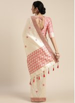 Cream Embroidered Sangeet Designer Traditional Saree