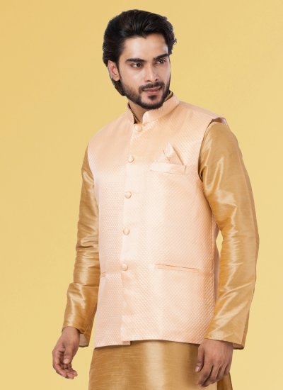 Cream Fancy Fabric Nehru Jackets