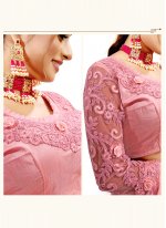 Crepe Silk Designer Saree in Pink