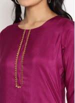 Crepe Silk Plain Straight Salwar Kameez in Purple