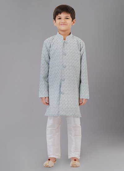 Customary Cotton Silk Embroidered Kurta Pyjama