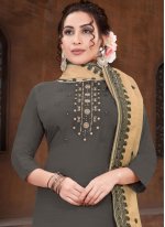 Customary Embroidered Designer Straight Suit