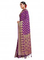 Customary Kanjivaram Silk Purple Classic Designer Saree