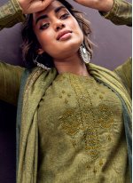 Cute Embroidered Green Designer Palazzo Suit 