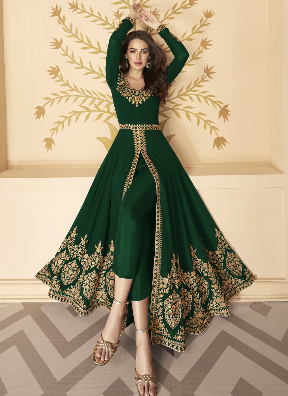 Cute Faux Georgette Resham Anarkali Salwar Kameez