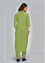 Cute Printed Green Blended Cotton Pant Style Suit