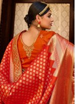 Dainty Art Silk Orange Traditional Designer Saree