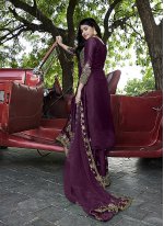 Dainty Purple Satin Designer Pakistani Suit