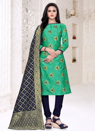 Dainty Weaving Banarasi Silk Churidar Suit