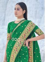 Dainty Weaving Banarasi Silk Green Classic Designer Saree