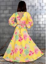 Dainty Yellow Sequins Work Chinon Readymade Lehenga Choli