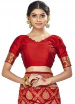 Dashing Red Ceremonial Traditional Designer Saree