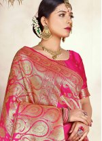 Dashing Weaving Pink Traditional Designer Saree