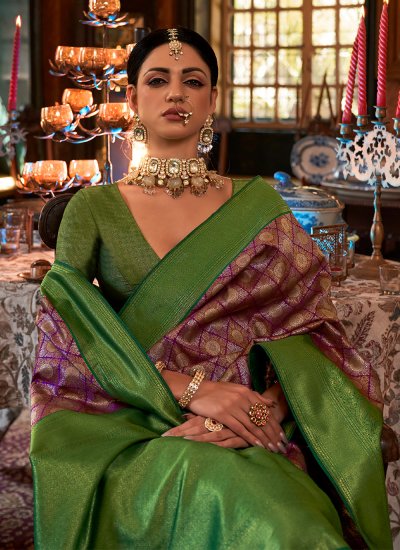 Dazzling Maroon Weaving Kanjivaram Silk Classic Saree