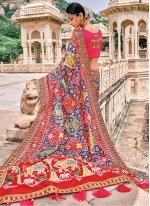 Dazzling Patch Border Silk Multi Colour Contemporary Saree