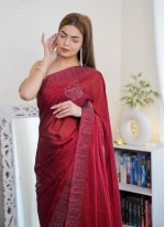 Dazzling Red Silk Trendy Saree