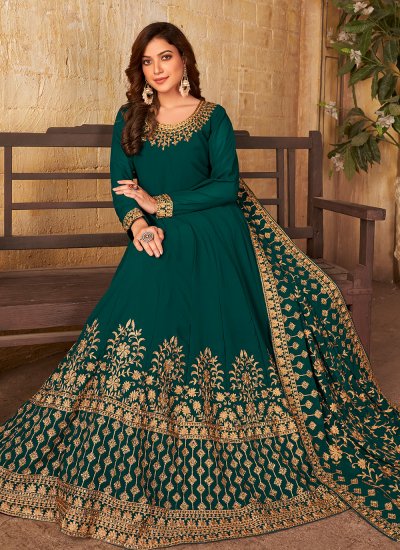 Delectable Embroidered Green Salwar Suit 