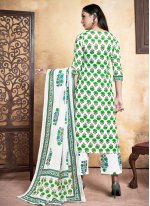 Delectable Green Print Rayon Designer Straight Suit
