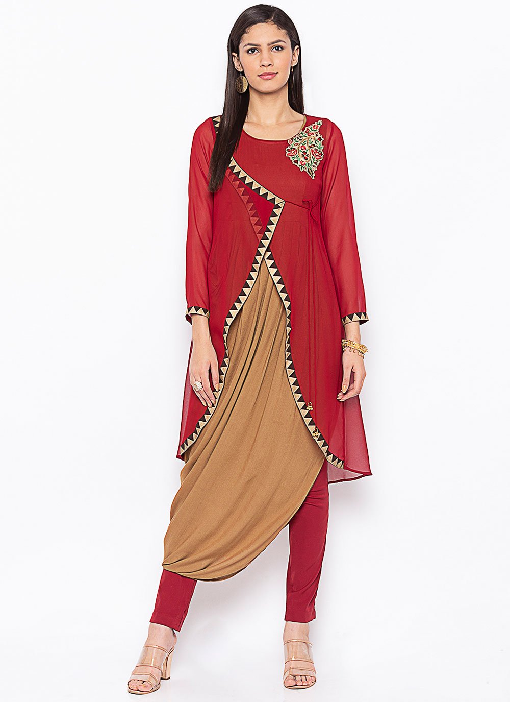 Delectable Red Georgette Party Wear Kurti