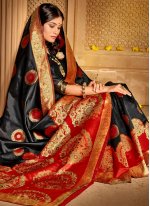 Delightsome Jacquard Silk Black Weaving Designer Traditional Saree