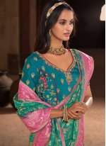 Deserving Silk Turquoise Classic Saree