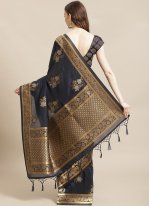 Deserving Weaving Navy Blue Traditional Saree