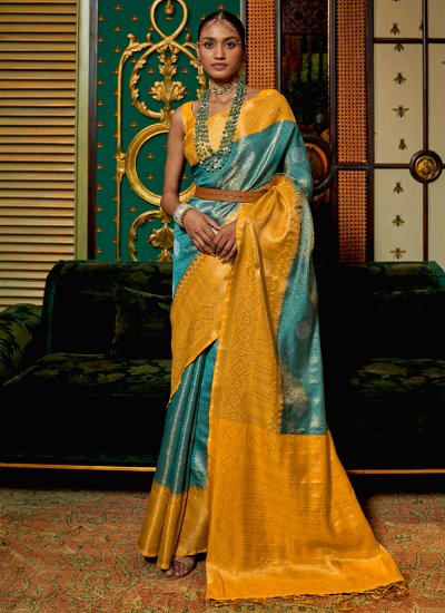 Deserving Yellow Contemporary Style Saree