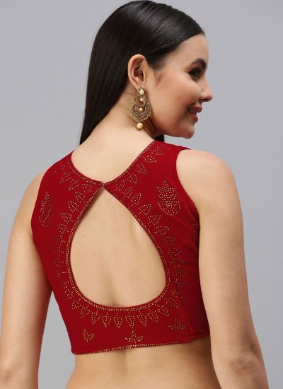 Designer Blouse Swarovski Velvet in Red