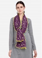 Designer Dupatta Embroidered Cotton in Purple