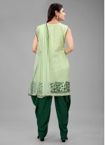 Designer Patiala Suit Sequins Organza in Green