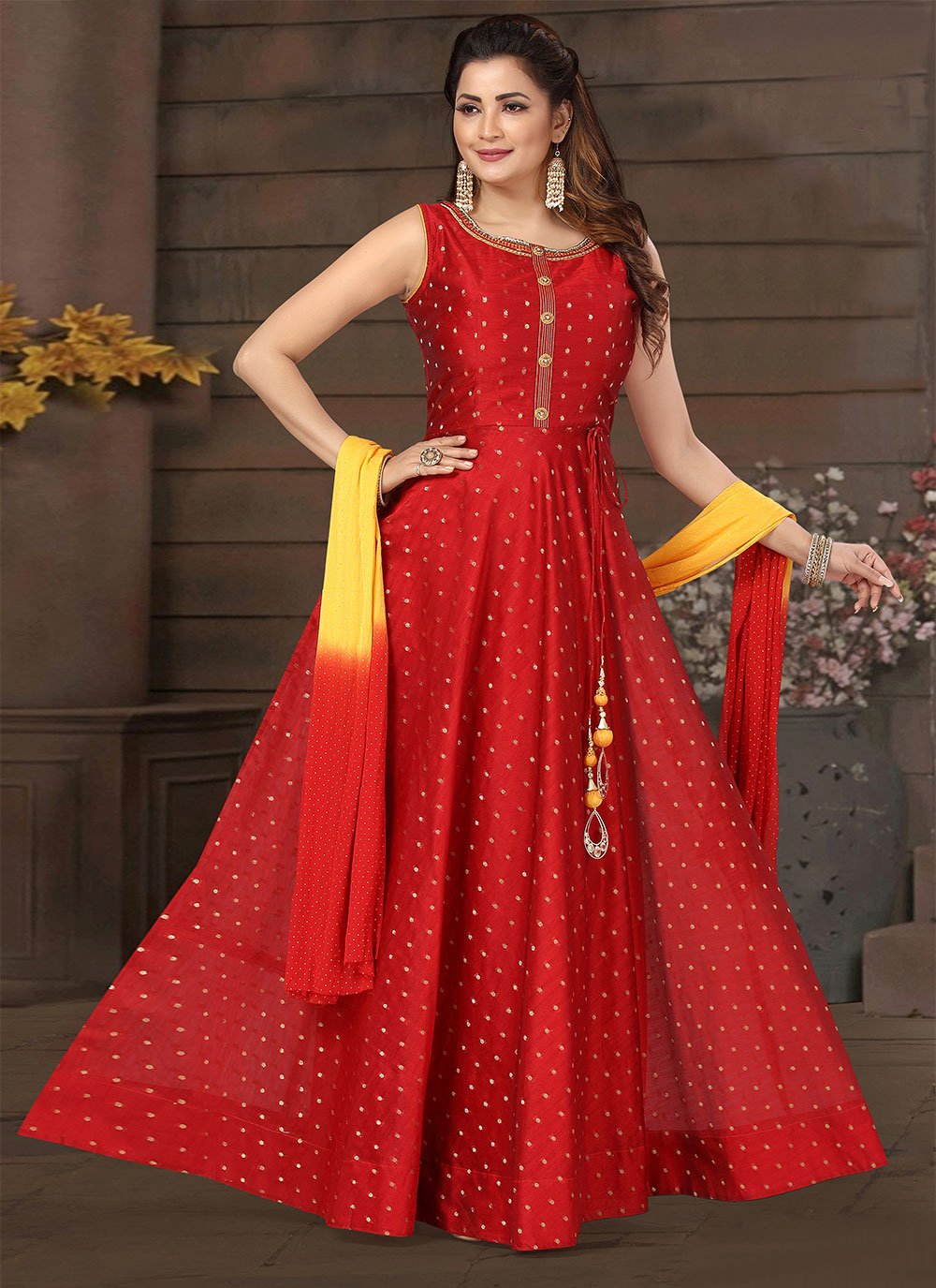 Buy Red Chanderi Suit Set Online – Vasansi Jaipur