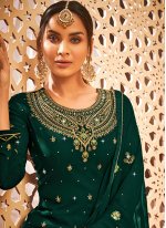 Designer Salwar Suit Embroidered Georgette in Green