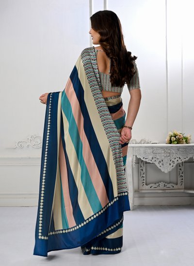 
                            Designer Saree Digital Print Crepe Silk in Multi Colour