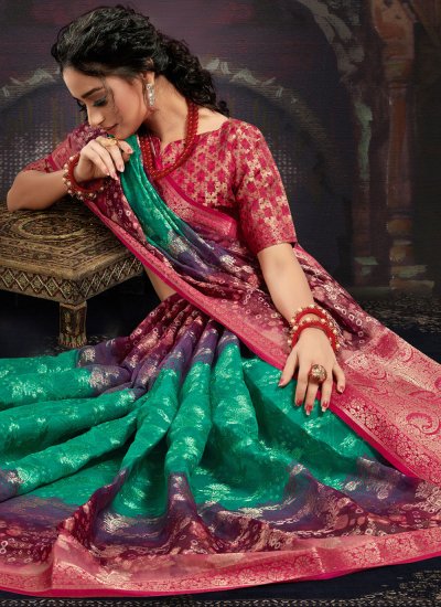 Designer Saree Digital Print Fancy Fabric in Multi Colour