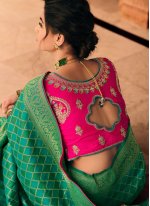 Designer Saree Embroidered Silk in Green