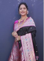 Designer Saree Jacquard Work Banarasi Silk in Black