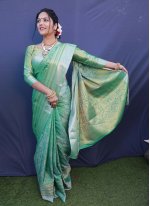Designer Saree Jacquard Work Banarasi Silk in Green