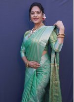 Designer Saree Jacquard Work Banarasi Silk in Green