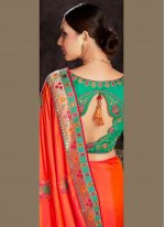 Designer Saree Patch Border Fancy Fabric in Orange