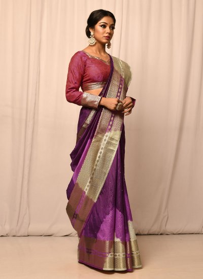 
                            Designer Saree Weaving Silk in Purple