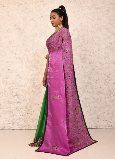 Designer Saree Weaving Silk in Rani